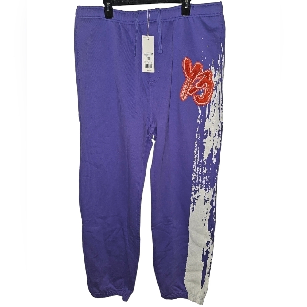 Adidas Y-3 Yohji Yomamoto GFX Logo FT Pants Purple Splash Mens Size 2XL IA3100